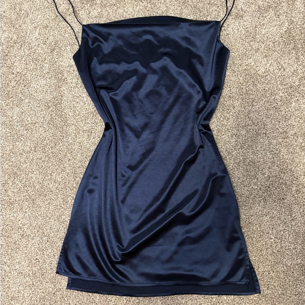 Zaful Midnight Blue Satin Mini Dress